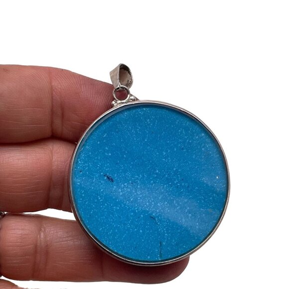 925 Sterling Silver Metatron Cube Socket Turquoise Pendant Celestial Faith - Picture 4 of 4